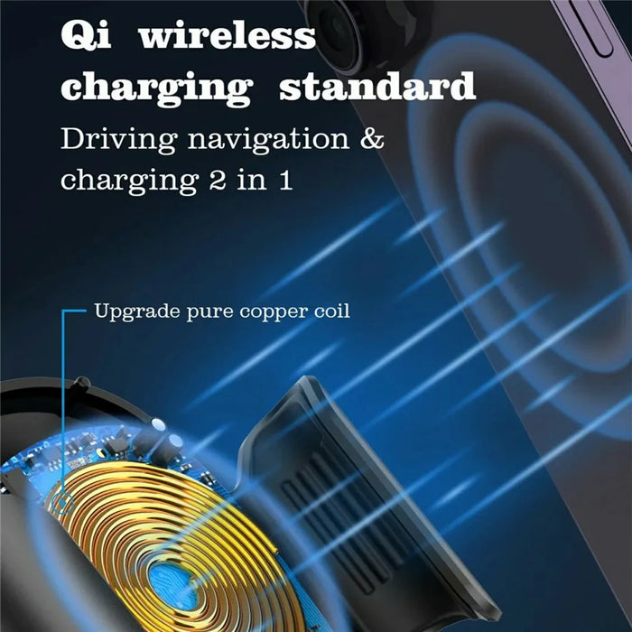 LDNIO MW21 15W Qi Wireless Charging Car Mount Electric Auto-Sensing Auto Clamp Air Vent Phone Holder - Black - 2