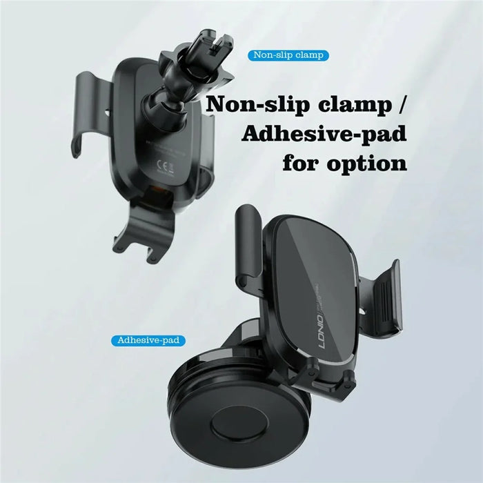 LDNIO MW21 15W Qi Wireless Charging Car Mount Electric Auto-Sensing Auto Clamp Air Vent Phone Holder - Black - 4