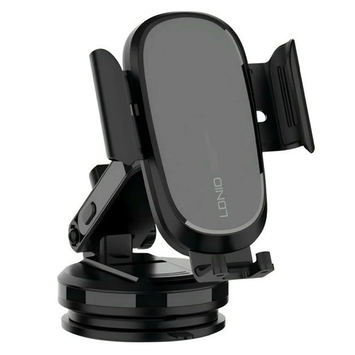 LDNIO MW21-1 15W Wireless Charging Car Mount Automatic Electric Clamping Auto-Grip Phone Holder with Suction Cup Base - Black - 1
