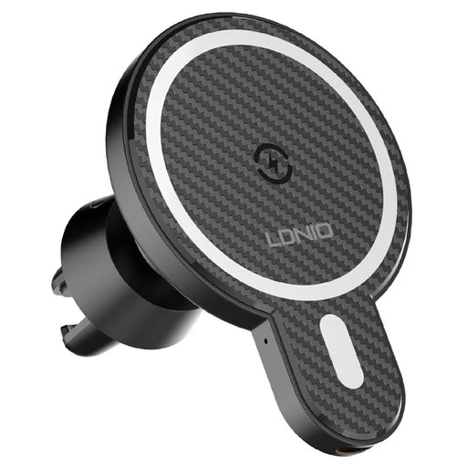 LDNIO MA20 15W Qi Wireless Charger Car Mount Gravity Positioning Air Vent Phone Holder with Carbon Fiber Texture - Black - 1
