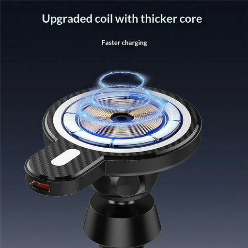 LDNIO MA20 15W Qi Wireless Charger Car Mount Gravity Positioning Air Vent Phone Holder with Carbon Fiber Texture - Black - 2