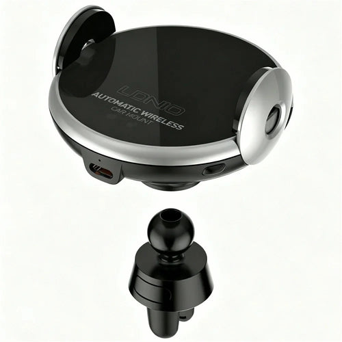 LDNIO MA02 15W Qi Wireless Fast Charging Charger Car Mount Auto-Clamping Infrared Sensor 360 Degree Air Vent Phone Holder - Black - 1