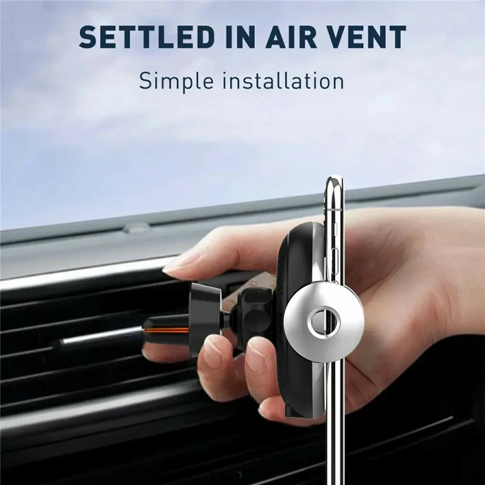 LDNIO MA02 15W Qi Wireless Fast Charging Charger Car Mount Auto-Clamping Infrared Sensor 360 Degree Air Vent Phone Holder - Black - 5