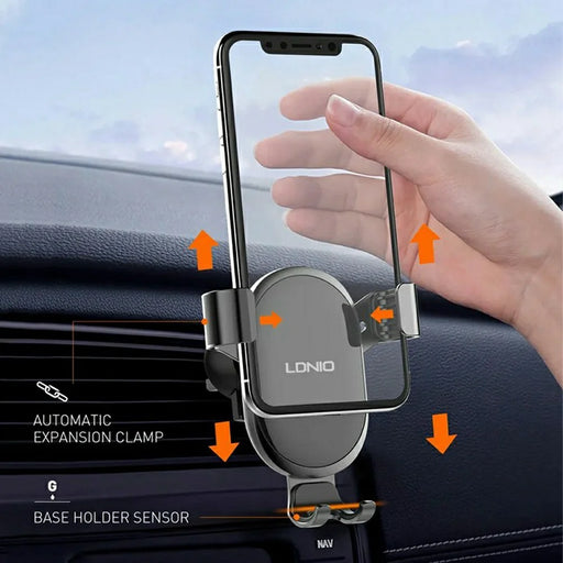 LDNIO MG01 Gravity Car Phone Holder 360 Degree Rotation Auto Lock Air Vent Mount for 4.7-7 Inch Smartphones - Black - 2