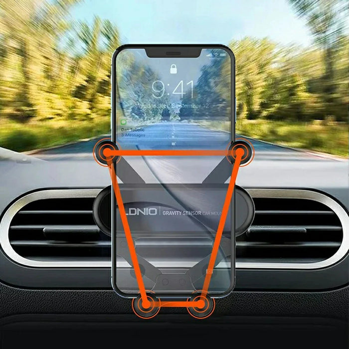LDNIO MG03 Four-Point Gravity Sensing Car Phone Holder 360 Degree Rotation Air Vent Mount for 4.7-7 Inch Smartphones - Black - 3