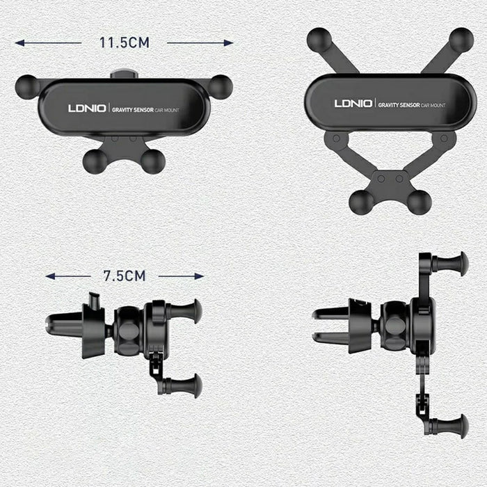 LDNIO MG03 Four-Point Gravity Sensing Car Phone Holder 360 Degree Rotation Air Vent Mount for 4.7-7 Inch Smartphones - Black - 5