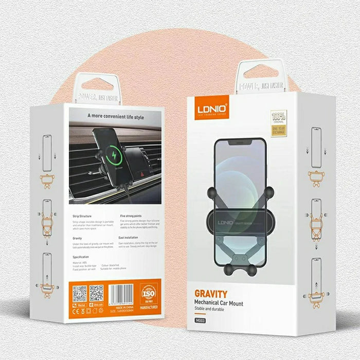 LDNIO MG03 Four-Point Gravity Sensing Car Phone Holder 360 Degree Rotation Air Vent Mount for 4.7-7 Inch Smartphones - Black - 6