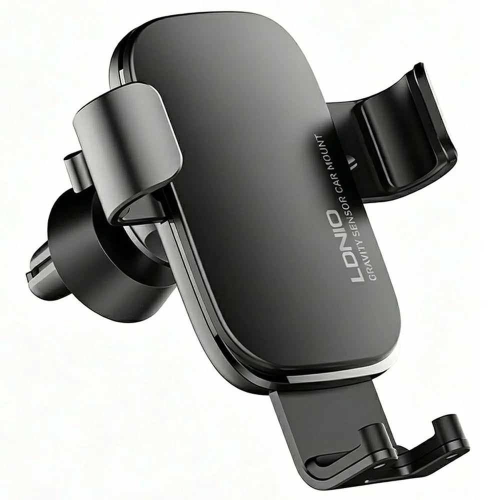 LDNIO MG10 Gravity Sensor Car Phone Holder Air Vent Mount 360 Degree Rotation Auto Lock Phone Mount for 4.7-7 Inch Smartphones - Black - 1
