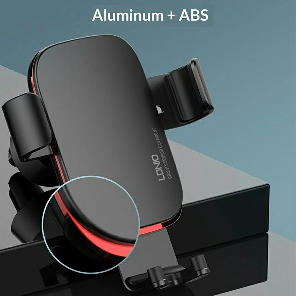 LDNIO MG10 Gravity Sensor Car Phone Holder Air Vent Mount 360 Degree Rotation Auto Lock Phone Mount for 4.7-7 Inch Smartphones - Black - 3
