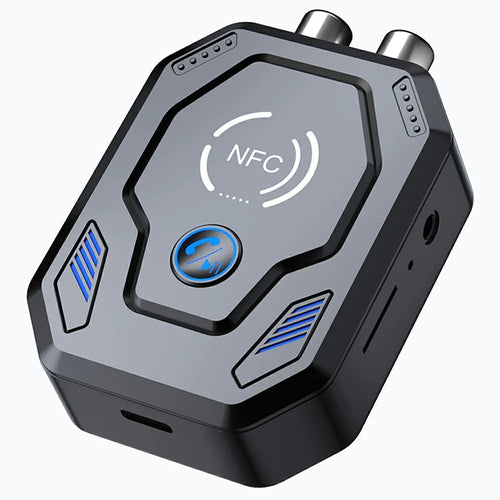 W24 NFC Bluetooth-compatible 5.4 Audio Transceiver Car Audio Adapter with AUX + RCA Dual Port & TF Card Slot for Speakers - 1