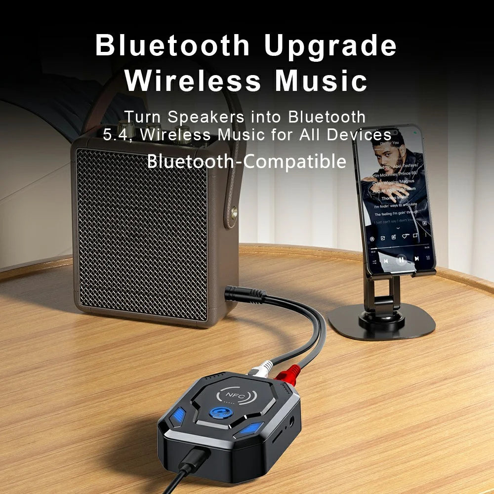 W24 NFC Bluetooth-compatible 5.4 Audio Transceiver Car Audio Adapter with AUX + RCA Dual Port & TF Card Slot for Speakers - 5