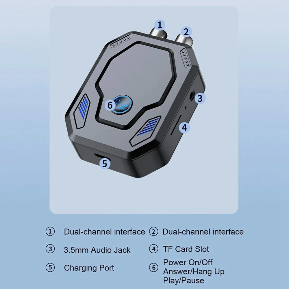 W25 Bluetooth-compatible 5.4 Audio Transceiver with AUX + RCA Dual Port & TF Card Slot Car Audio Adapter for Speakers - 4