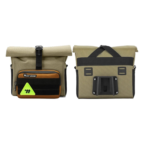 WEST BIKING YP0707417 Bicycle Front Bag 3.3L Expandable Handlebar Bag with Shoulder Strap for Folding Bike - Khaki - 1