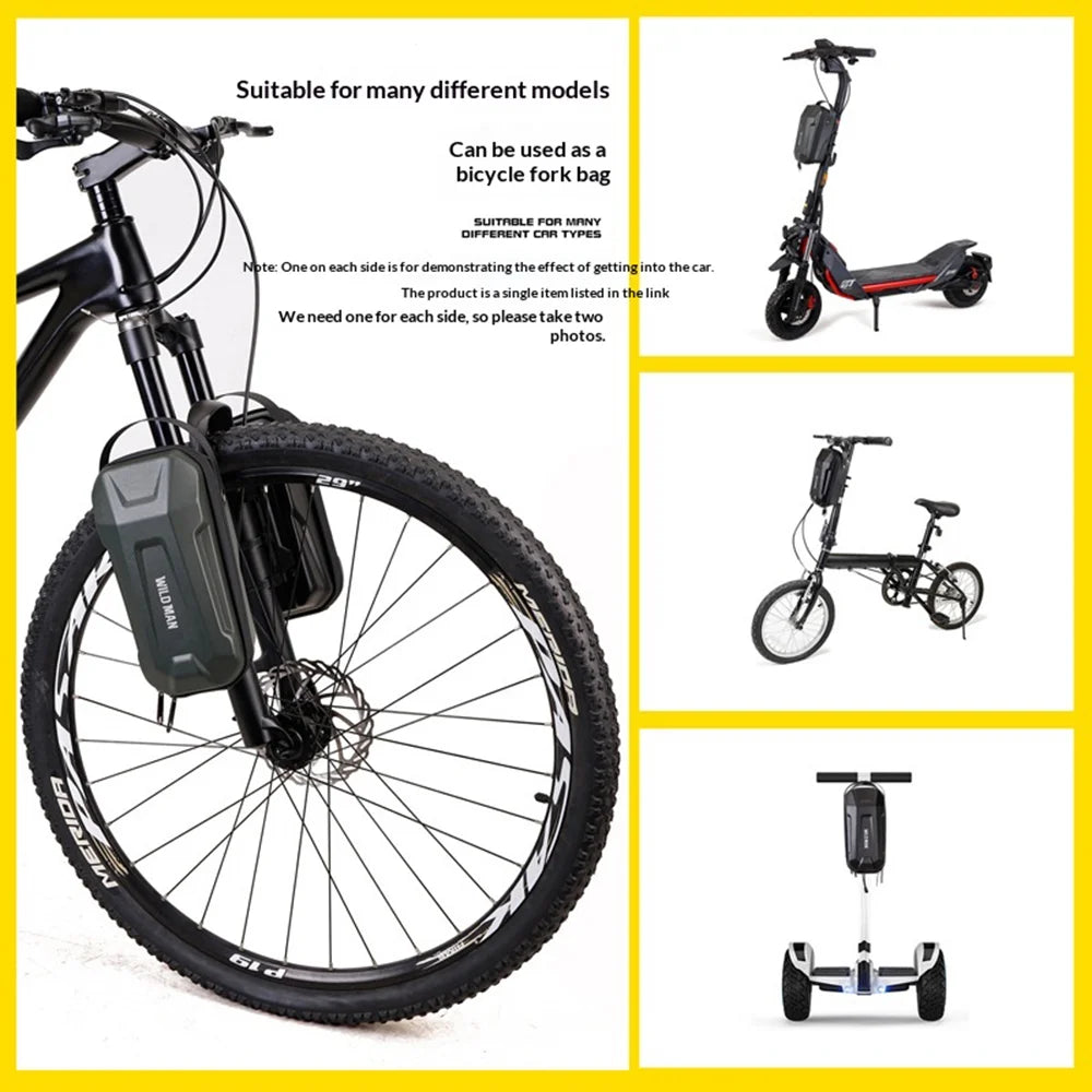 WILD MAN GD99X Plus EVA Hard Shell Electric Scooter Handlebar Bag Quick Release Waterproof Bike Front Bag for E-Scooter Bicycle - Black|2.8L - 4