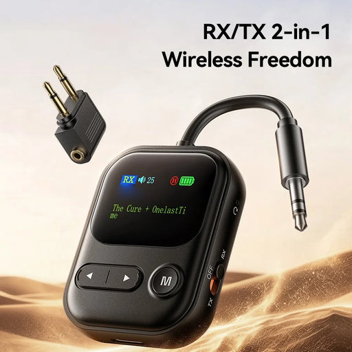 ESSAGER ES-BT30 2 in 1 Bluetooth-compatible Audio Adapter RX / TX LCD Display Converter for Car Speaker - Black - 2