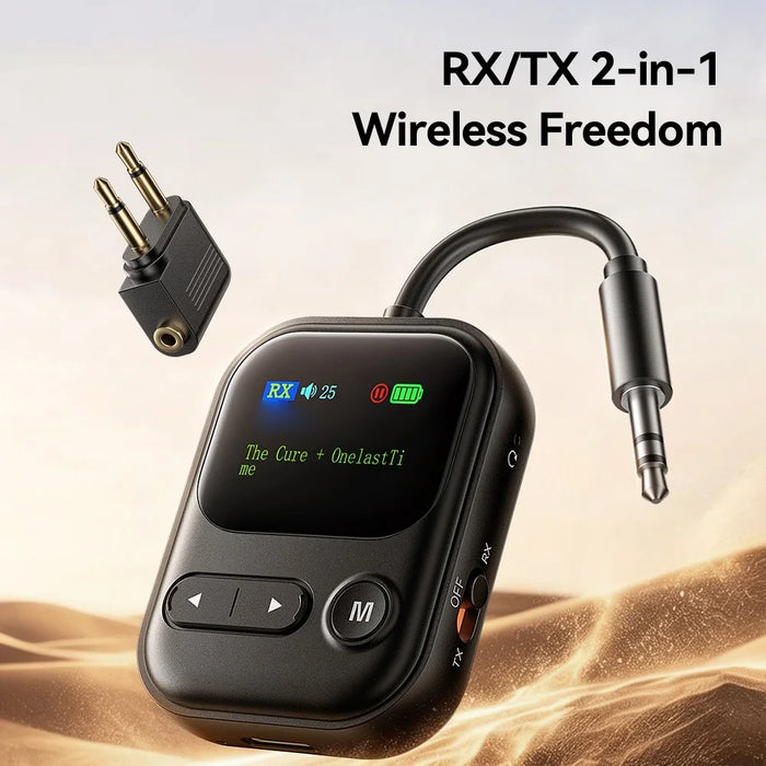 ESSAGER ES-BT30 2 in 1 Bluetooth-compatible Audio Adapter RX / TX LCD Display Converter for Car Speaker - Black - 2