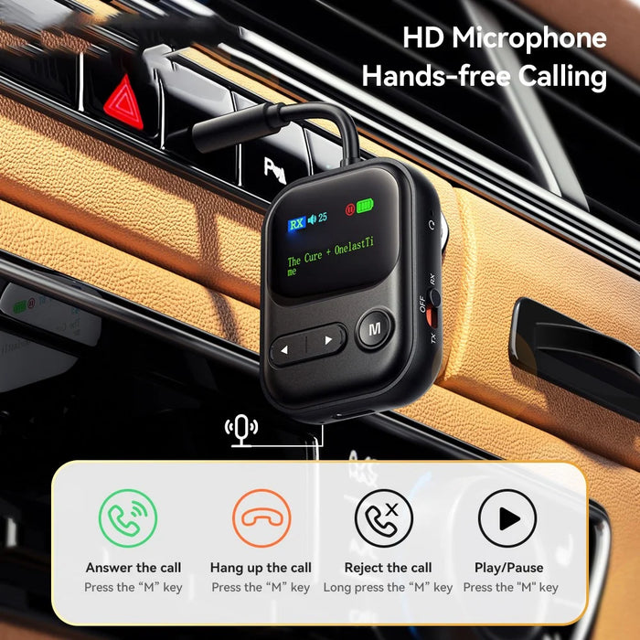 ESSAGER ES-BT30 2 in 1 Bluetooth-compatible Audio Adapter RX / TX LCD Display Converter for Car Speaker - Black - 4