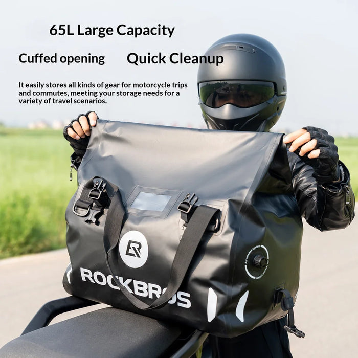 ROCKBROS 30140128 65L Motorcycle Waterproof Tail Bag Helmet Storage Rear Seat Bag - Black - 4