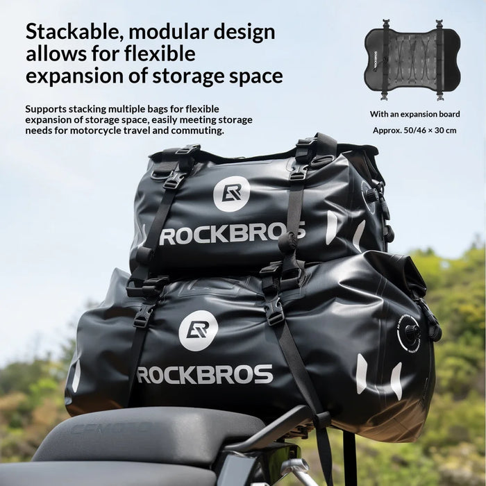 ROCKBROS 30140128 65L Motorcycle Waterproof Tail Bag Helmet Storage Rear Seat Bag - Black - 5