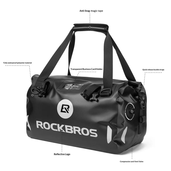 ROCKBROS 30140128 65L Motorcycle Waterproof Tail Bag Helmet Storage Rear Seat Bag - Black - 7