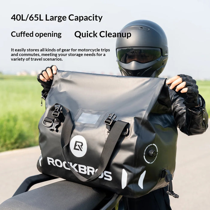 ROCKBROS 30140128 40L Motorcycle Rear Seat Bag Helmet Storage Waterproof Tail Bag - Black - 4