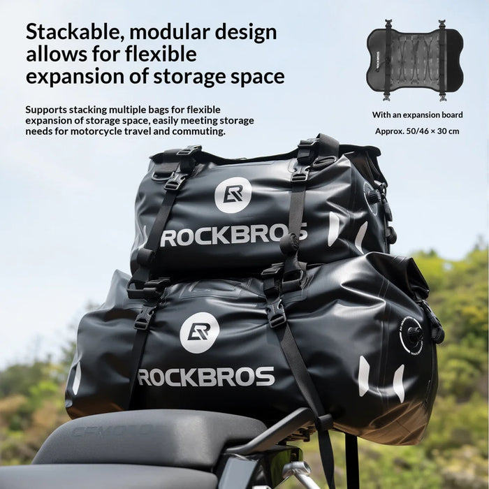 ROCKBROS 30140128 40L Motorcycle Rear Seat Bag Helmet Storage Waterproof Tail Bag - Black - 5