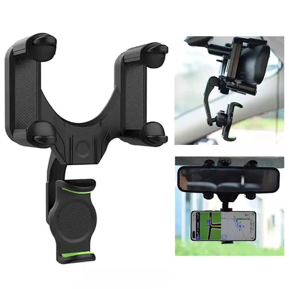 Car Rearview Mirror Phone Holder 360 Degrees Rotating Cellphone Bracket Stand - 1