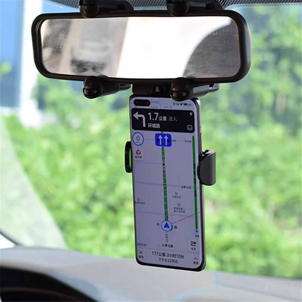 Car Rearview Mirror Phone Holder 360 Degrees Rotating Cellphone Bracket Stand - 3