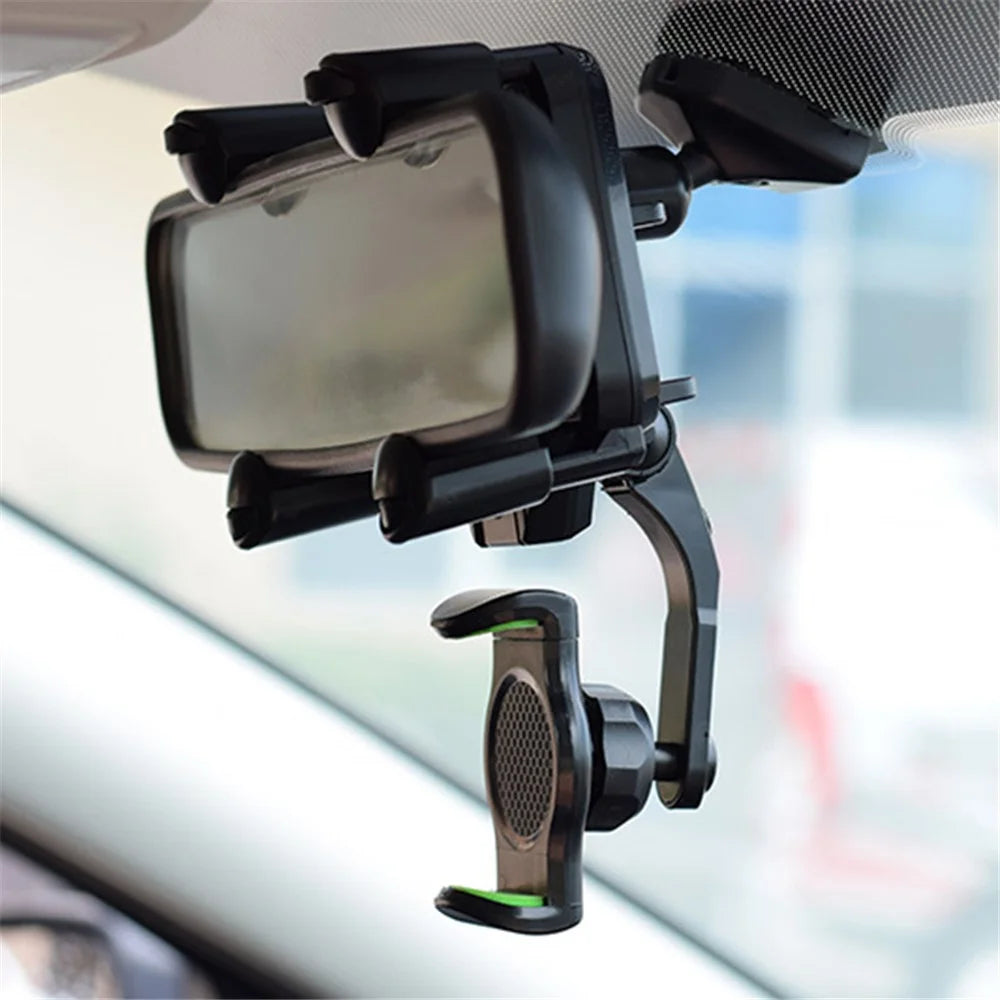 Car Rearview Mirror Phone Holder 360 Degrees Rotating Cellphone Bracket Stand - 4