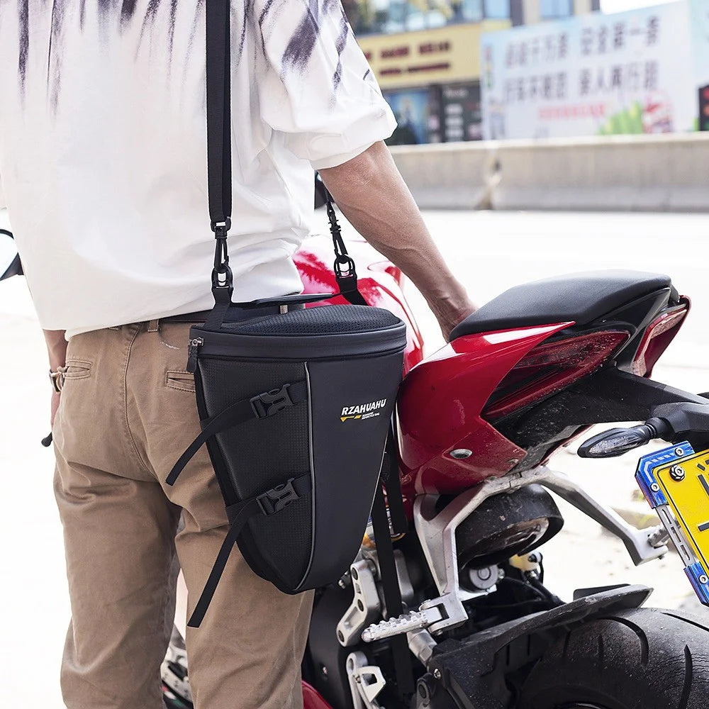 RZAHUAHU 13L Waterproof Motorcycle Rear Seat Bag Large Capacity Hard Shell Multifunctional Motorbike Tail Bag - 4