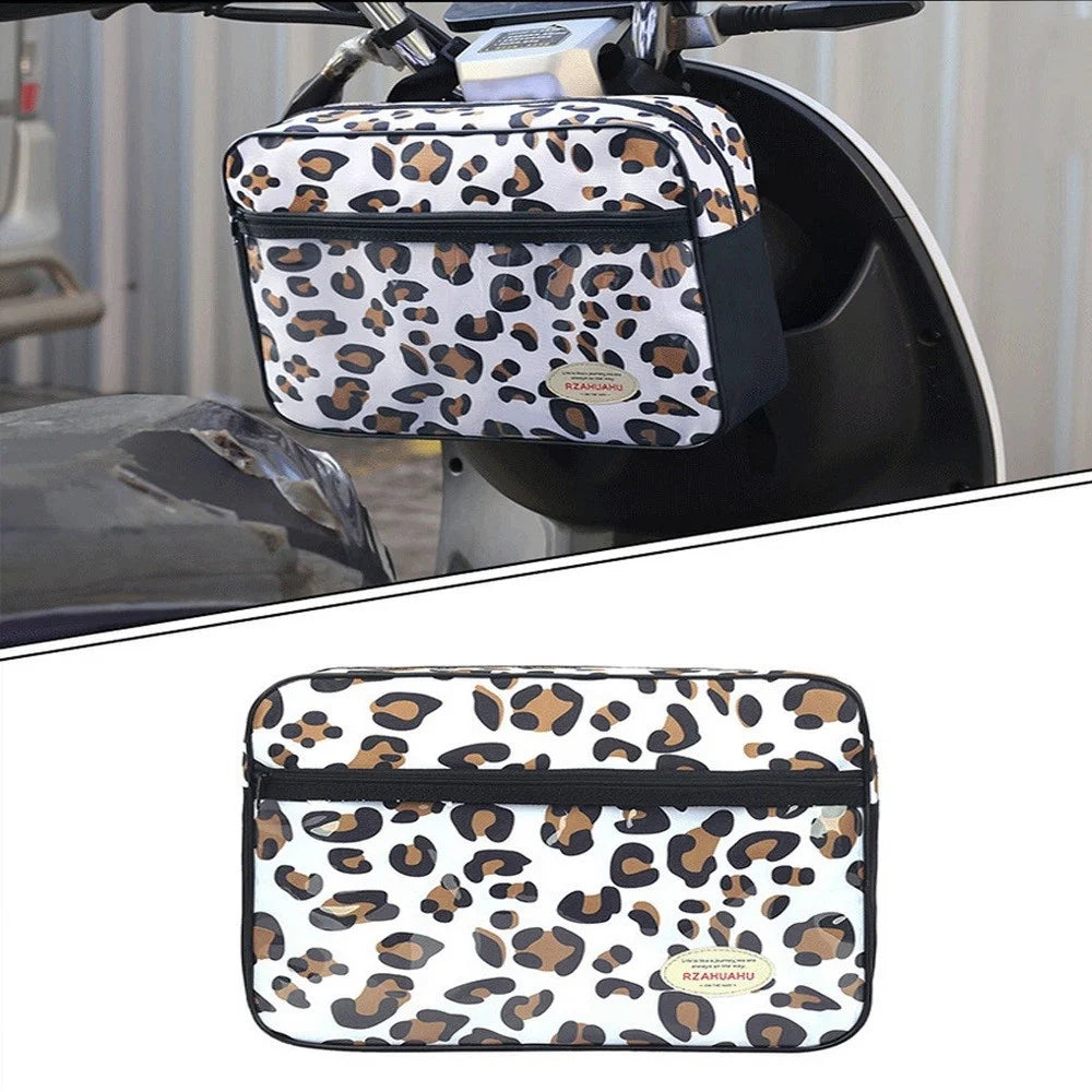 RZAHUAHU 5L Motorcycle Electric Bike Scooter Handlebar Storage Bag Bicycle Hanging Bag - Leopard Print - 1