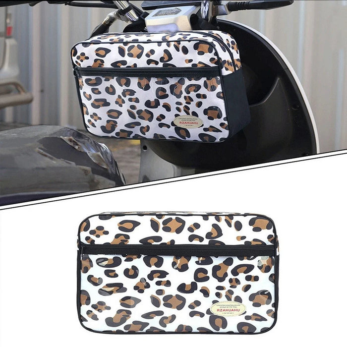 RZAHUAHU 5L Motorcycle Electric Bike Scooter Handlebar Storage Bag Bicycle Hanging Bag - Leopard Print - 1