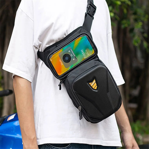 RZAHUAHU Motorcycle Leg Side Bag Waterproof Large Capacity Touch Screen Phone Pocket Fanny Pack Waist Bag - 2