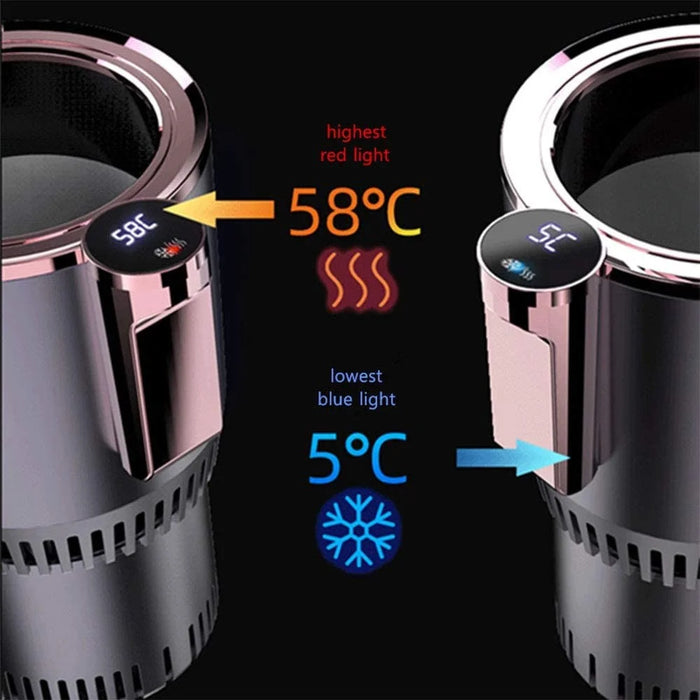 Car Smart Hot and Cold Drinks Holder Home Office Fast Refrigeration Heating Cooling Cup with Digital Display - Purple - 5