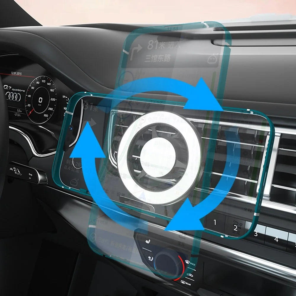 KLZ-KB100 Car Magnetic Phone Mount for iPhone 12-14 Series Air Vent Phone Holder Support 360-Degree Rotating - Black - 5