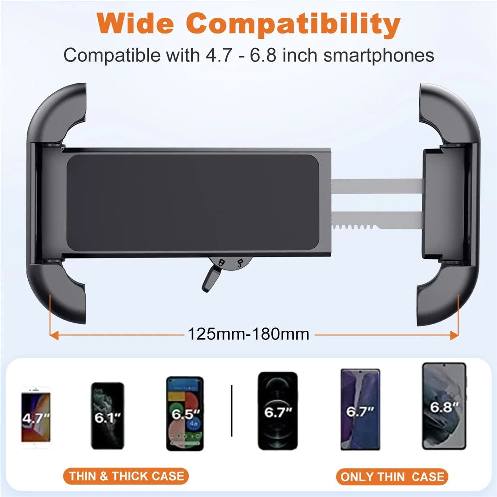 HLT-152B Motorcycle Handlebar Rearview Mirror Phone Holder Mount Bike Phone Clamp Scooter Phone Clip for 4.7-6.8 Inch Phones - Orange - 2