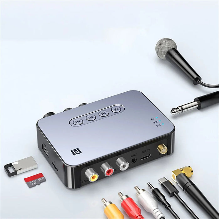 M9 Bluetooth-compatible 5.1 Transmitter Receiver Adapter FM Radio 4-in-1 NFC Audio Adapter Converter Support U Disk / TF Card Playback and Transmit - 3