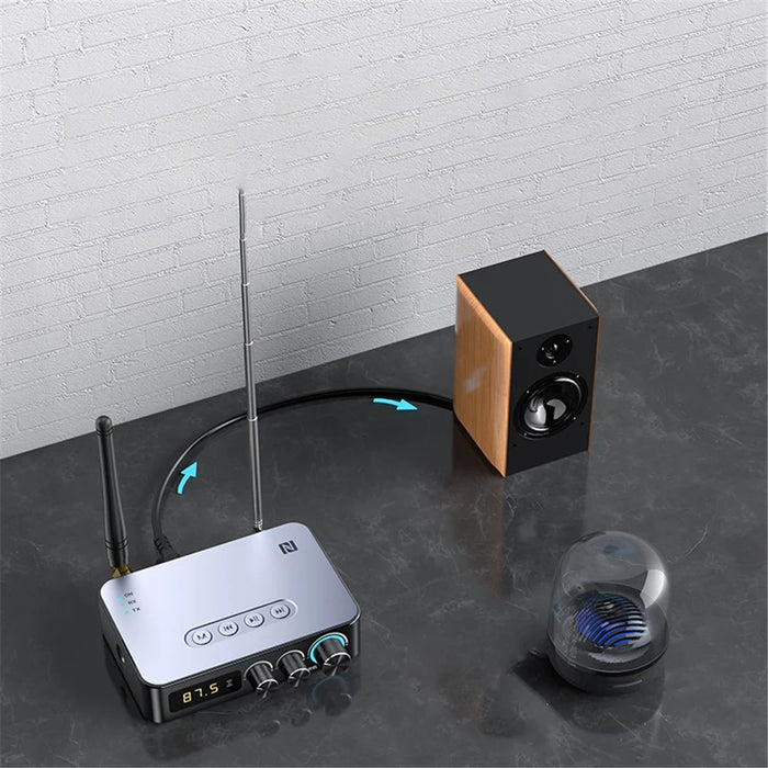 M9 Bluetooth-compatible 5.1 Transmitter Receiver Adapter FM Radio 4-in-1 NFC Audio Adapter Converter Support U Disk / TF Card Playback and Transmit - 4