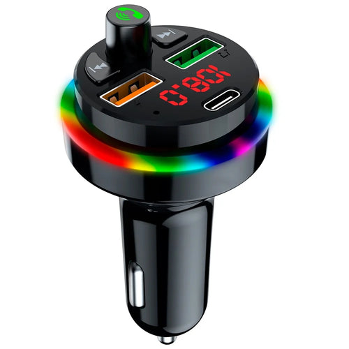 PDF17 Bluetooth-compatible Car Charger 2 USB + Type-C PD 25W Fast Charging Car Charger Adapter Bluetooth-compatible Call Receiver Support TF Card / BT Music Player - 1