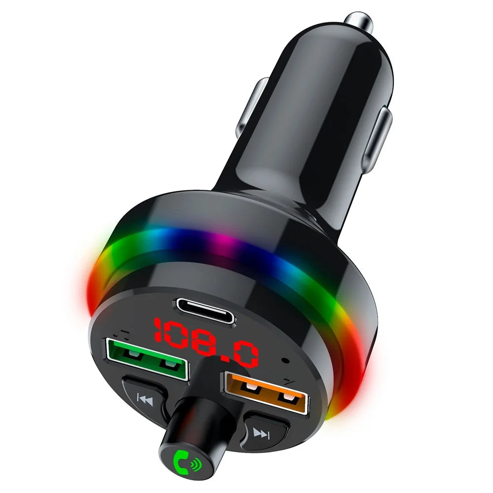PDF17 Bluetooth-compatible Car Charger 2 USB + Type-C PD 25W Fast Charging Car Charger Adapter Bluetooth-compatible Call Receiver Support TF Card / BT Music Player - 2