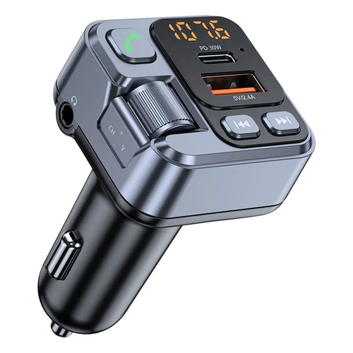 T16 PD 30W Car Charger Bluetooth-compatible MP3 Player FM Transmitter Charger Adapter with LED Screen - 1