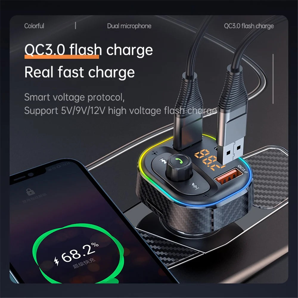 T86 QC3.0 / PD Car Charger Bluetooth-compatible MP3 Player FM Transmitter Cigarette Lighter Charger Support U Disk / TF Card - 3