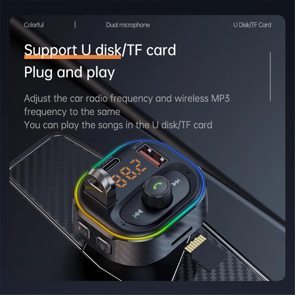 T86 QC3.0 / PD Car Charger Bluetooth-compatible MP3 Player FM Transmitter Cigarette Lighter Charger Support U Disk / TF Card - 6