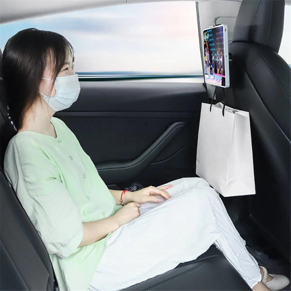 TSLZH26 ABS Car Phone Holder for Tesla Model 3 / Model Y , Rear Seat Phone Tablet Holder Mount with Dual Hooks - 5
