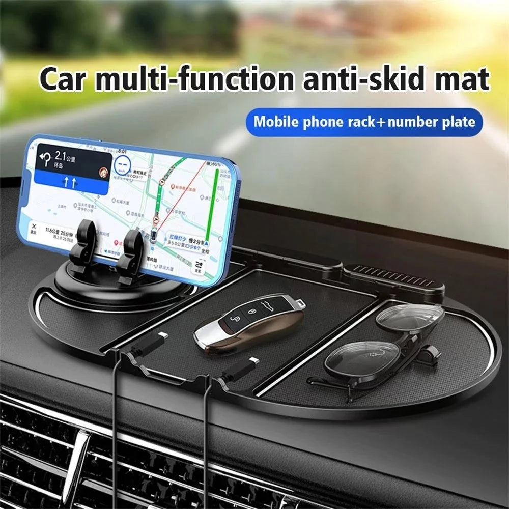 Multifunction Car Anti-slip Mat Phone Stand Vehicle Sundries Rubber Storage Mat with Phone Number Plate - 2