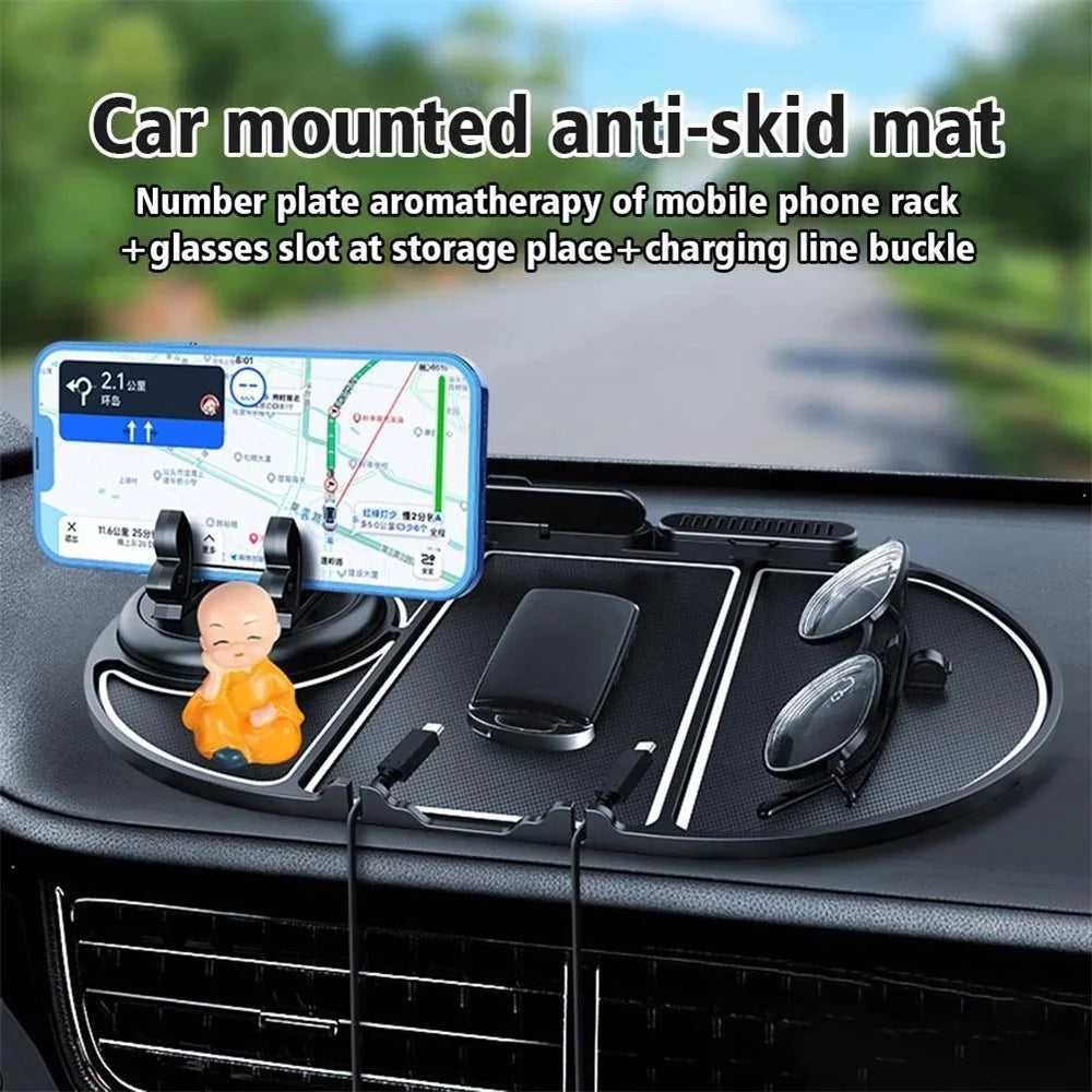 Multifunction Car Anti-slip Mat Phone Stand Vehicle Sundries Rubber Storage Mat with Phone Number Plate - 3