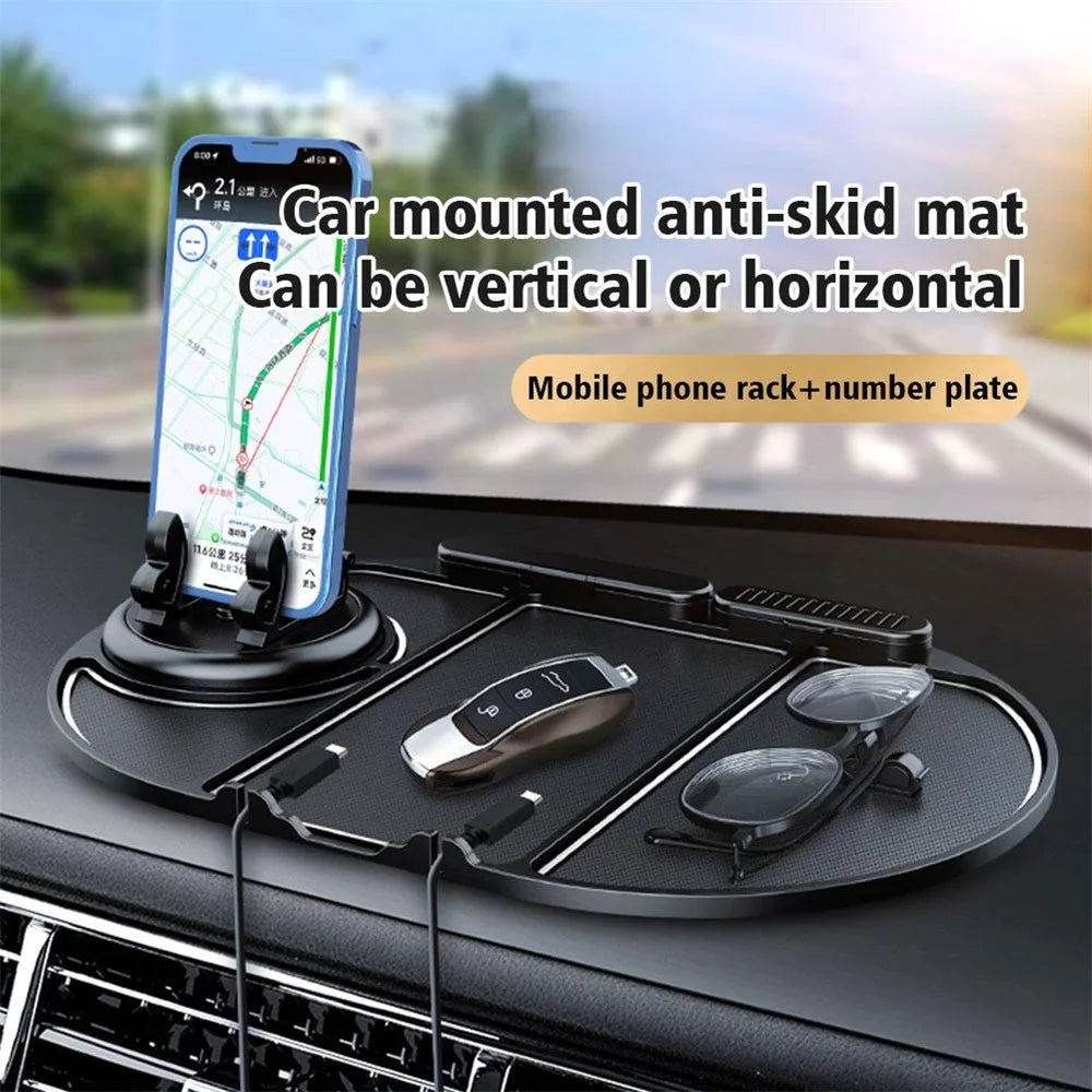 Multifunction Car Anti-slip Mat Phone Stand Vehicle Sundries Rubber Storage Mat with Phone Number Plate - 4