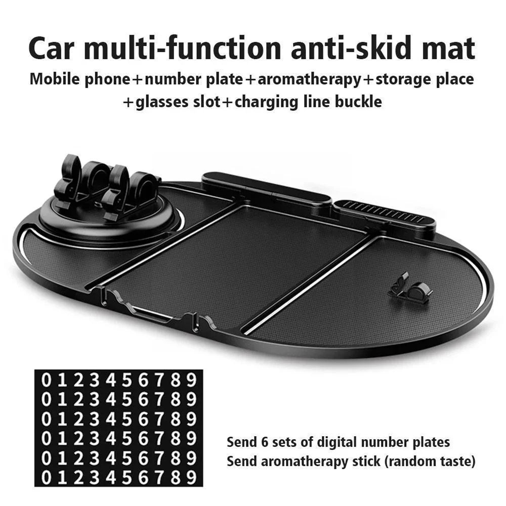 Multifunction Car Anti-slip Mat Phone Stand Vehicle Sundries Rubber Storage Mat with Phone Number Plate - 5