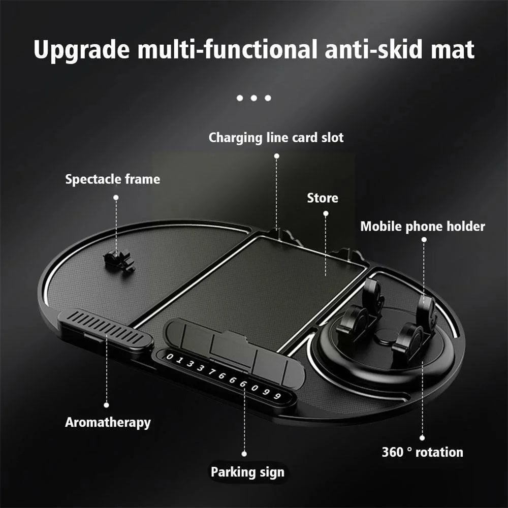 Multifunction Car Anti-slip Mat Phone Stand Vehicle Sundries Rubber Storage Mat with Phone Number Plate - 6