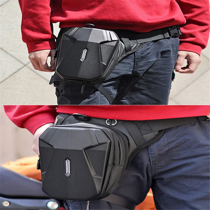RZAHUAHU Hard Shell 600D Waterproof Fabric Motorcycle Riding Waist Bag Phone Tools Storage Crossbody Bag - 3